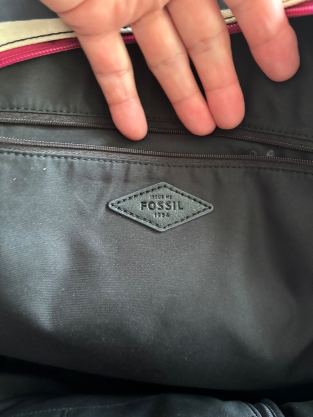 Fossil Eliza Campus Backpack Multicolor Stripe Coated Canvas Bookbag - Picture 8 of 8